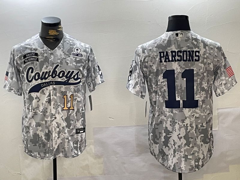 Men Dallas Cowboys 11 Parsons Nike Arctic Camo 2024 Salute to Service Limited NFL Jersey style 5